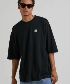 Afends Mens Daxon - Hemp Oversized T-Shirt - Faded Black