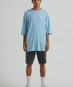 Clothing Afends Mens Daxon - Hemp Oversized T-Shirt - Sky Blue