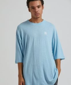 Clothing Afends Mens Daxon - Hemp Oversized T-Shirt - Sky Blue