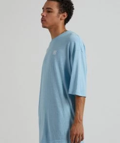 Clothing Afends Mens Daxon - Hemp Oversized T-Shirt - Sky Blue