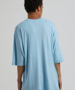 Clothing Afends Mens Daxon - Hemp Oversized T-Shirt - Sky Blue