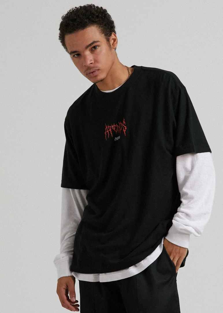 Afends Mens Other Days - Hemp Retro Fit T-Shirt - Black Clothing 1 Afends Mens Other Days - Hemp Retro Fit T-Shirt - Black Clothing