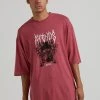 Afends Mens Revolt - Hemp Oversized Graphic T-Shirt - Rose