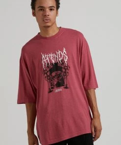 Afends Mens Revolt - Hemp Oversized Graphic T-Shirt - Rose