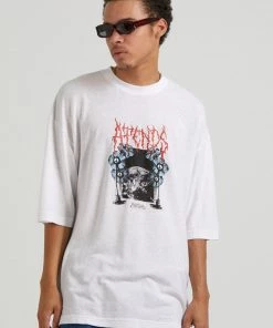Afends Mens Revolt - Hemp Oversized Graphic T-Shirt - White Clothing
