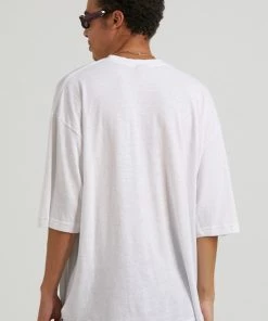 Afends Mens Revolt - Hemp Oversized Graphic T-Shirt - White Clothing