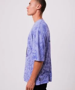 Afends Unisex Crop Circles - Unisex Hemp Oversized Graphic T-Shirt - Violet Wash