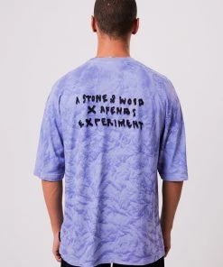 Afends Unisex Crop Circles - Unisex Hemp Oversized Graphic T-Shirt - Violet Wash