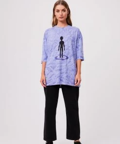 Afends Unisex Crop Circles - Unisex Hemp Oversized Graphic T-Shirt - Violet Wash