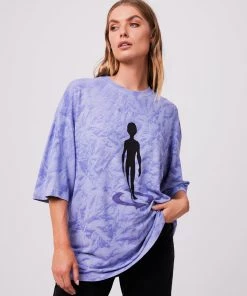 Afends Unisex Crop Circles - Unisex Hemp Oversized Graphic T-Shirt - Violet Wash