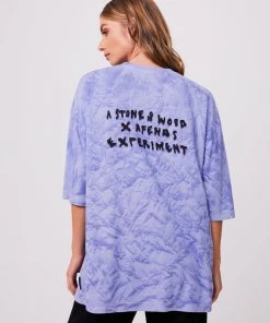 Afends Unisex Crop Circles - Unisex Hemp Oversized Graphic T-Shirt - Violet Wash