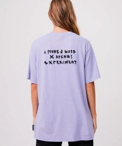 Afends Unisex Experiment - Unisex Hemp Retro Graphic T-Shirt - Violet