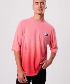 Clothing Afends Unisex Galaxy - Unisex Hemp Oversized Graphic T-Shirt - Sunrise