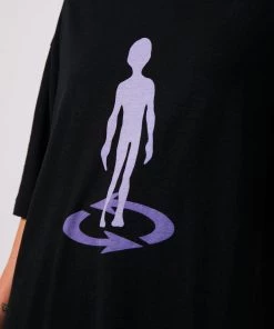 Afends Unisex Spaced - Unisex Hemp Oversized Graphic T-Shirt - Black