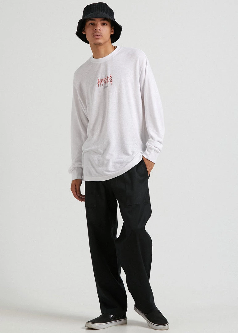 Clothing Afends Mens Other Days - Hemp Retro Fit Long Sleeve T-Shirt - White 3 Clothing Afends Mens Other Days - Hemp Retro Fit Long Sleeve T-Shirt - White
