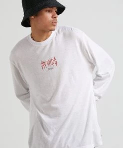 Clothing Afends Mens Other Days - Hemp Retro Fit Long Sleeve T-Shirt - White