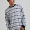 Clothing Afends Mens Transit - Recycled Stripe Long Sleeve T-Shirt - Glacier