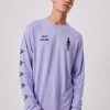 Afends Unisex Experiment - Unisex Hemp Long Sleeve Graphic T-Shirt - Violet Clothing