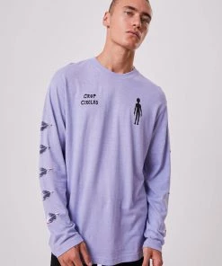 Afends Unisex Experiment - Unisex Hemp Long Sleeve Graphic T-Shirt - Violet Clothing