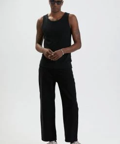 EVERYDAY ESSENTIALS Afends Mens Foundation - Hemp Ribbed Singlet - Black
