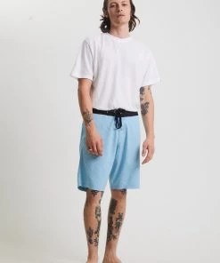 Clothing Afends Mens Surf Related - Hemp Fixed Waist Boardshort - Sky Blue