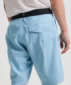 Clothing Afends Mens Surf Related - Hemp Fixed Waist Boardshort - Sky Blue