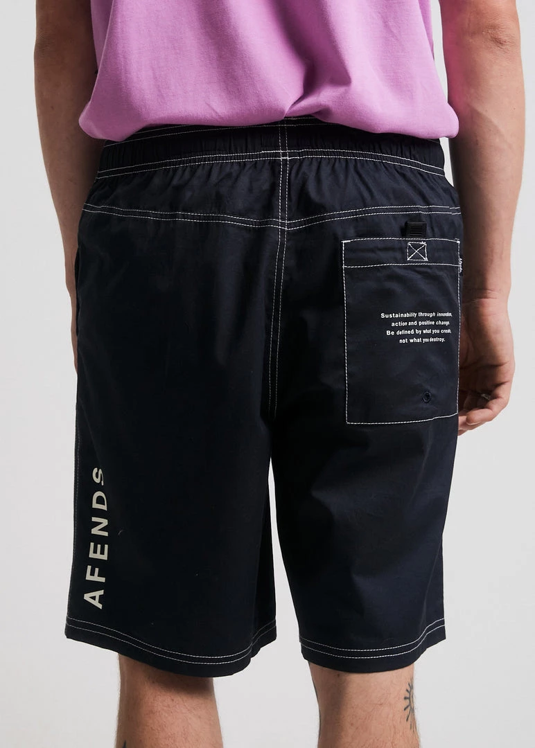 Afends Mens Maximum Ninety Eights - Organic Elastic Waist Shorts - Charcoal Clothing 4 Afends Mens Maximum Ninety Eights - Organic Elastic Waist Shorts - Charcoal Clothing