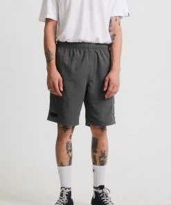 Afends Mens Utility Ninety Eights - Recycled Elastic Waist Shorts - Jungle Green Clothing