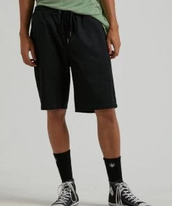 Clothing Afends Mens Dendy - Hemp Elastic Waist Short - Black
