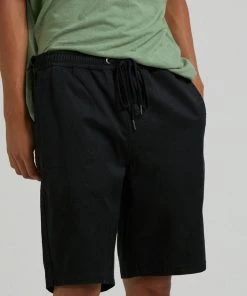 Clothing Afends Mens Dendy - Hemp Elastic Waist Short - Black