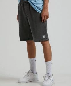 Afends Mens Daxon - Hemp Sweat Shorts - Stone Black