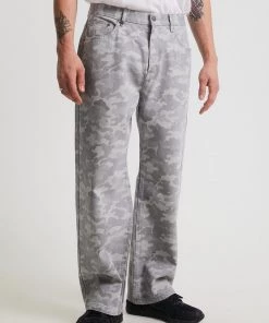 Afends Mens Cadet Pablo - Organic Denim Baggy Jeans - Camo