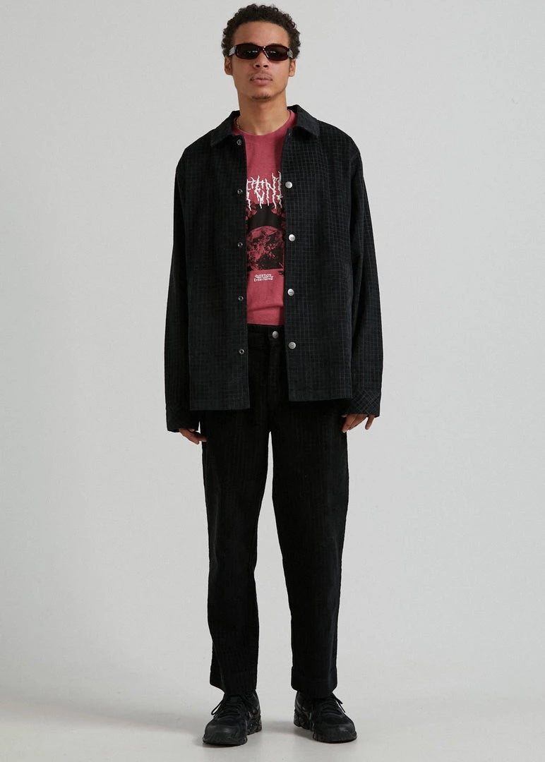 Clothing Afends Mens Enjoy - Hemp Check Corduroy Jacket - Black 3 Clothing Afends Mens Enjoy - Hemp Check Corduroy Jacket - Black