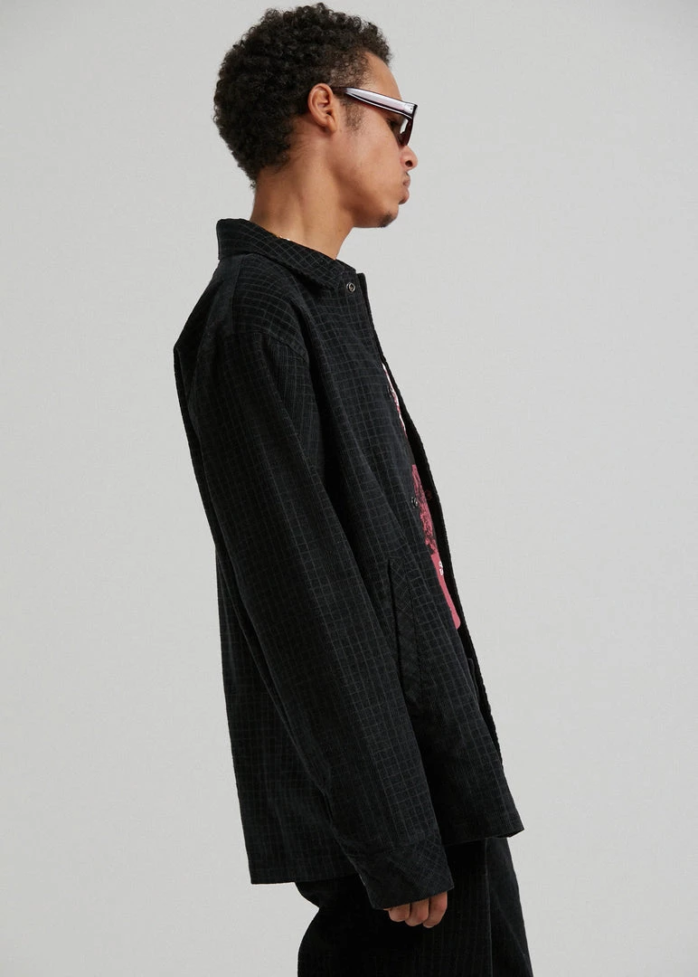 Clothing Afends Mens Enjoy - Hemp Check Corduroy Jacket - Black 4 Clothing Afends Mens Enjoy - Hemp Check Corduroy Jacket - Black