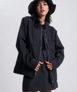 Clothing Afends Unisex Mass - Unisex Organic Canvas Jacket - Charcoal