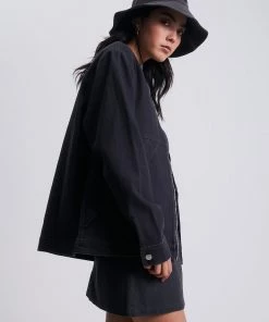 Clothing Afends Unisex Mass - Unisex Organic Canvas Jacket - Charcoal 13 Clothing Afends Unisex Mass - Unisex Organic Canvas Jacket - Charcoal