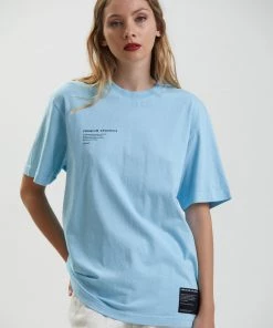Afends Mens Reynolds - Unisex Organic Retro T-Shirt - Sky Blue