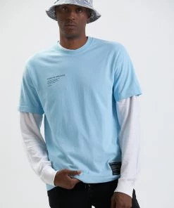 Afends Mens Reynolds - Unisex Organic Retro T-Shirt - Sky Blue