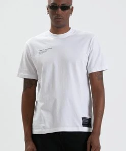 Afends Mens Reynolds - Unisex Organic Retro T-Shirt - White Clothing