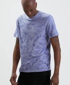 Afends Mens Lights Up - Recycled Washed Retro T-Shirt - Violet Wash
