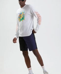 Afends Mens Reborn - Unisex Hemp Long Sleeve Graphic T-Shirt - White