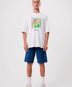 Clothing Afends Mens Anderson - Hemp Corduroy Elastic Waist Shorts - Cobalt