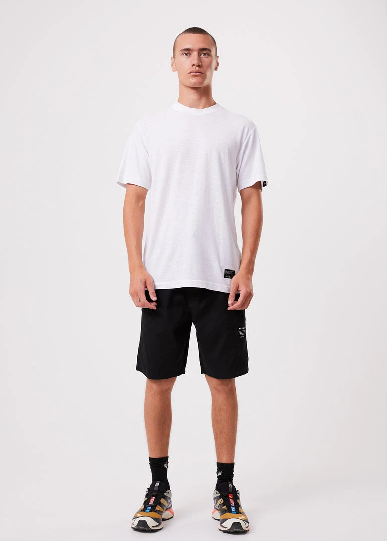 Afends Mens Baywatch Utility - Organic Elastic Waist Shorts - Black 5 Afends Mens Baywatch Utility - Organic Elastic Waist Shorts - Black