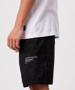 Afends Mens Baywatch Utility - Organic Elastic Waist Shorts - Black