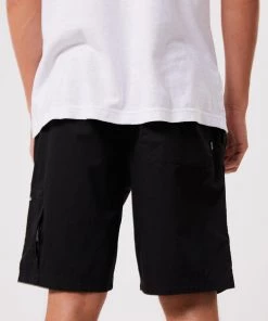 Afends Mens Baywatch Utility - Organic Elastic Waist Shorts - Black 8 Afends Mens Baywatch Utility - Organic Elastic Waist Shorts - Black