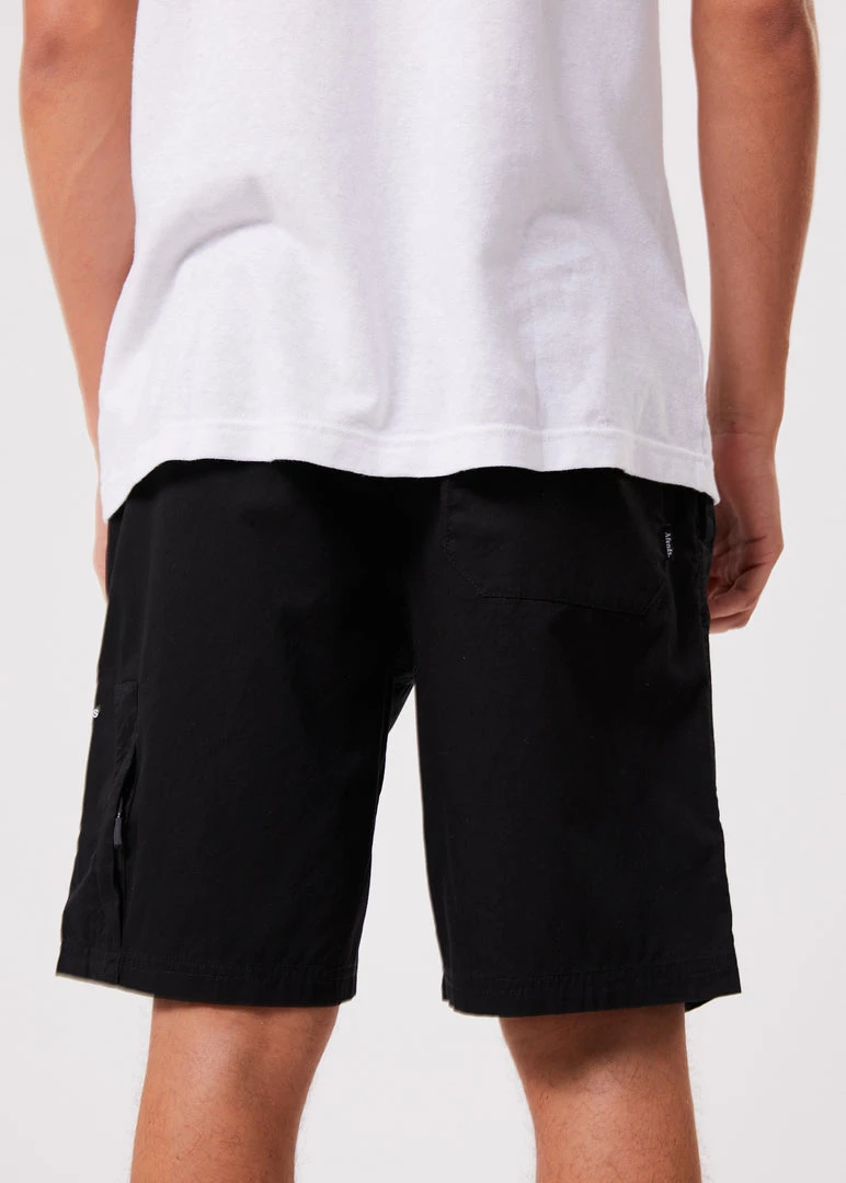 Afends Mens Baywatch Utility - Organic Elastic Waist Shorts - Black 4 Afends Mens Baywatch Utility - Organic Elastic Waist Shorts - Black