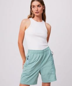 Clothing Afends Mens Patrol - Unisex Recycled Elastic Waist Shorts - Sage