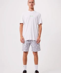 Afends Mens Tribal Baywatch - Organic Elastic Waist Shorts - Silver