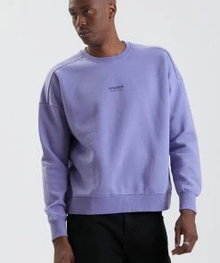 Clothing Afends Mens Misprint - Recycled Crew Neck Jumper - Violet