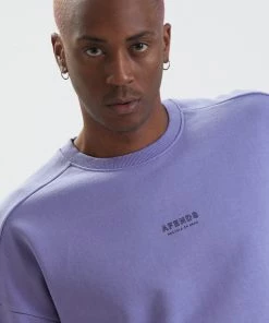 Clothing Afends Mens Misprint - Recycled Crew Neck Jumper - Violet